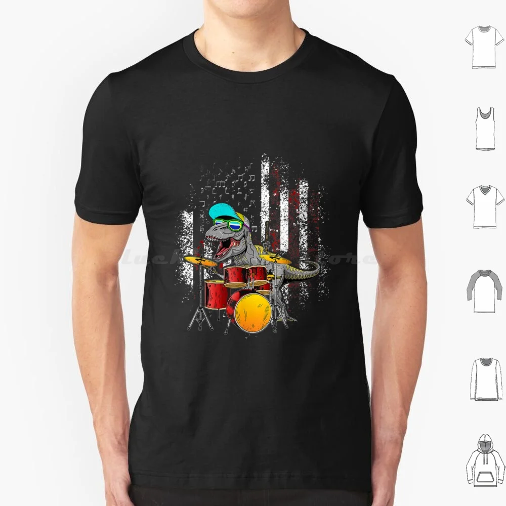 Grea Dinosaurs Drums Music Playing Rex T Shirt Cotton Uomo Donna Stampa Fai Da Te Grea Dinosaurs Drums Music Playing Rex