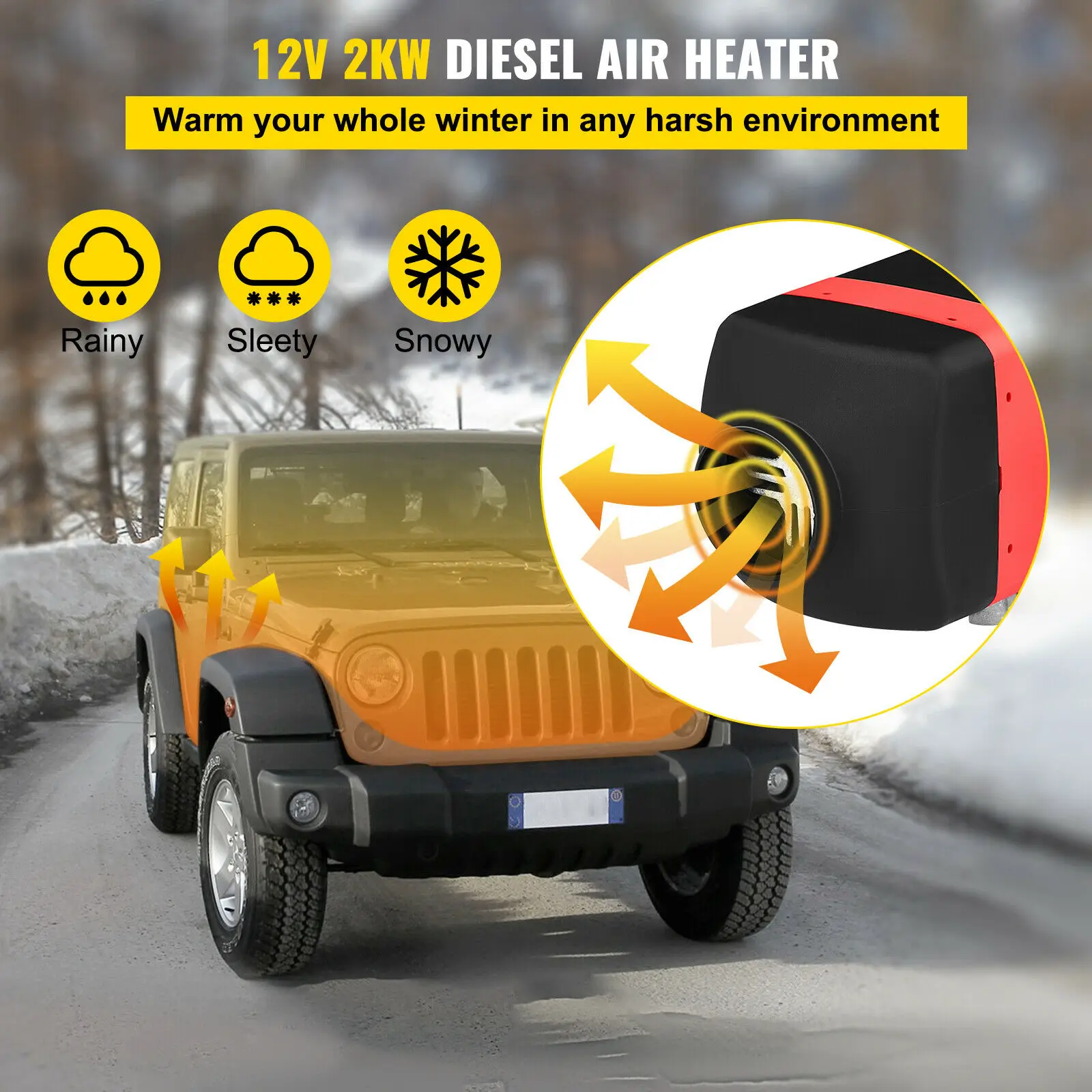Chauffage Diesel Air Heater 2KW 12V avec Silencieux LCD Thermostat Camion
