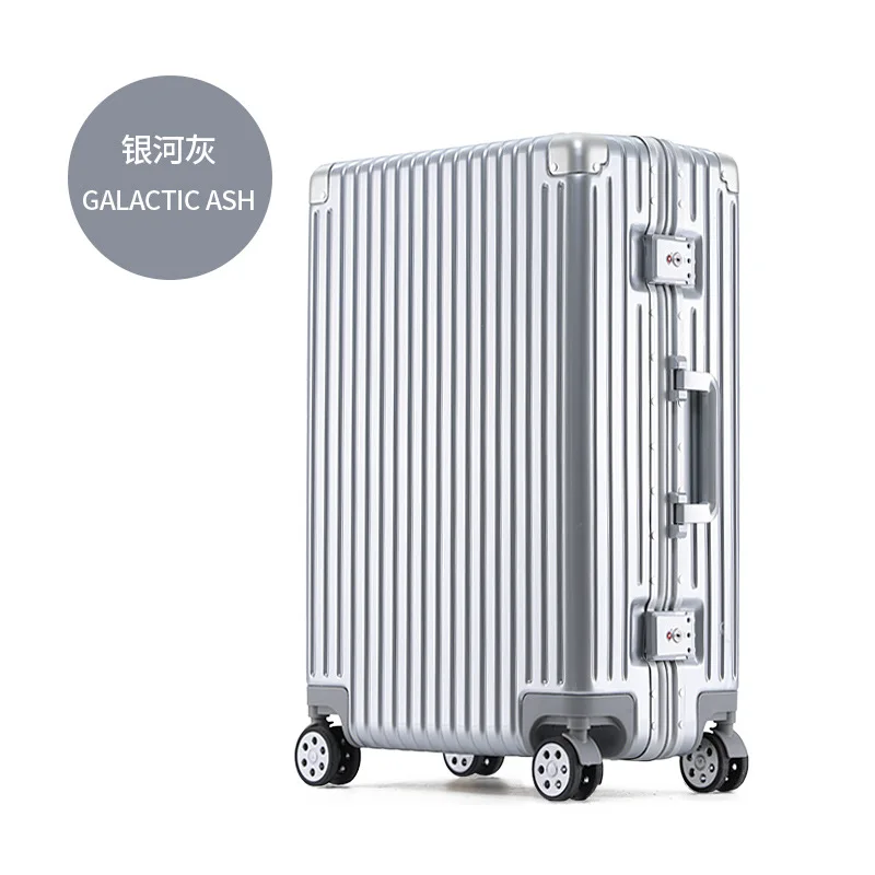 PLUENLI Aluminum Frame Trolley Case Luggage Women's Suitcase Universal Wheel Men's Password Boarding Case Leather