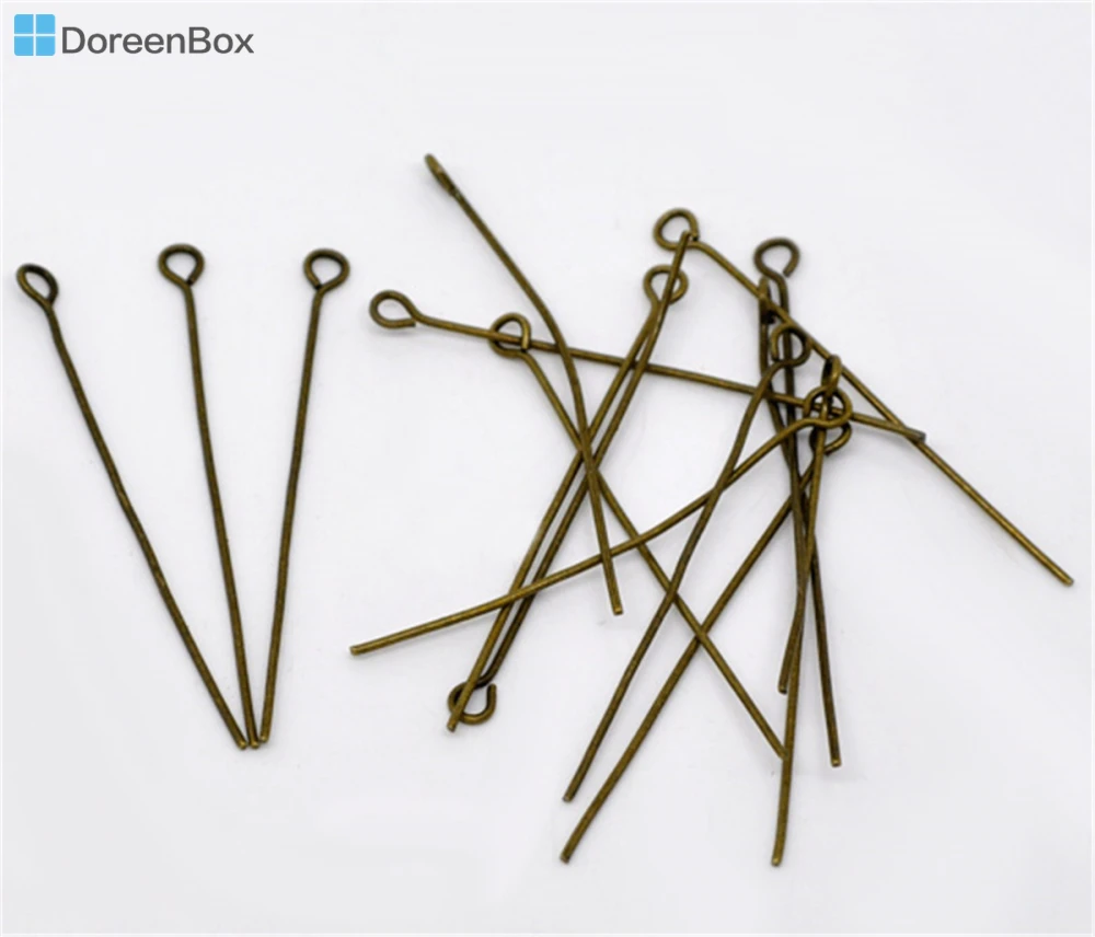Doreen Box Schöne 300PCs Alte Bronze Eye Pins 50x 0,7mm(21 gauge) (B01749)