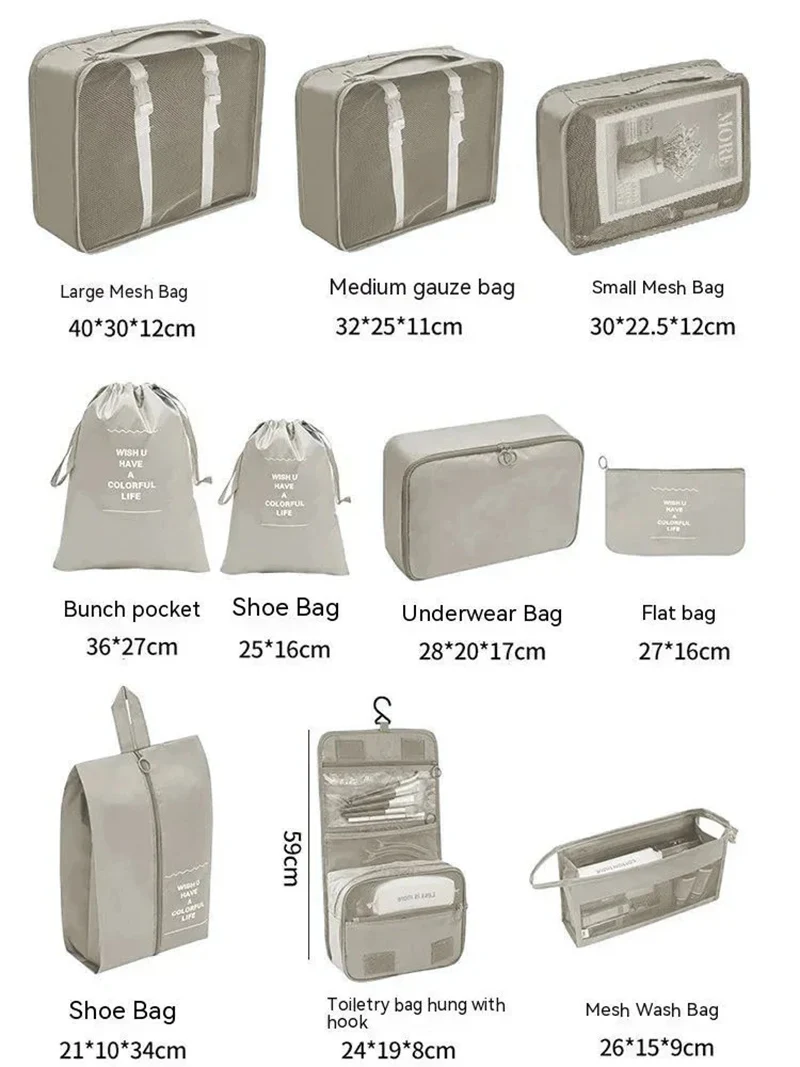 Travel Organizer Set: Packing Cubes and Storage Bags