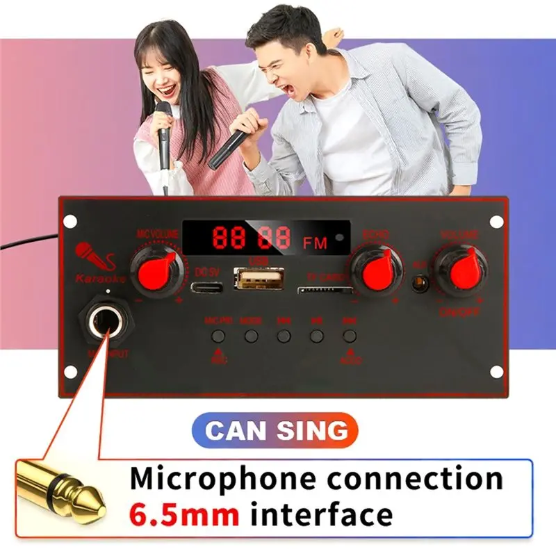 XB-디코더 보드 10W 앰프 5V 6.5mm 마이크 FM 라디오 TF USB 차량용 오디오 음악 플레이어 스피커