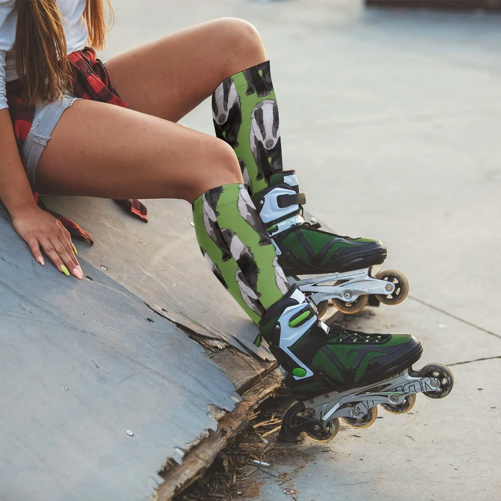 Green Badger by www.BeeFoxTree.com Socks cool socks Funny socks man Men cycling socks Socks for men set