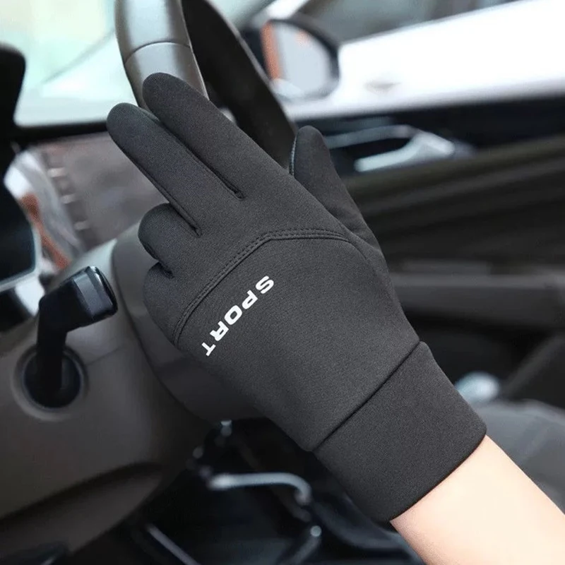 Men Winter Waterproof Cycling Gloves Outdoor Sports Ski Running Motorcycle Touch Screen Fleece Gloves Non-Slip Warm Full Fingers 2