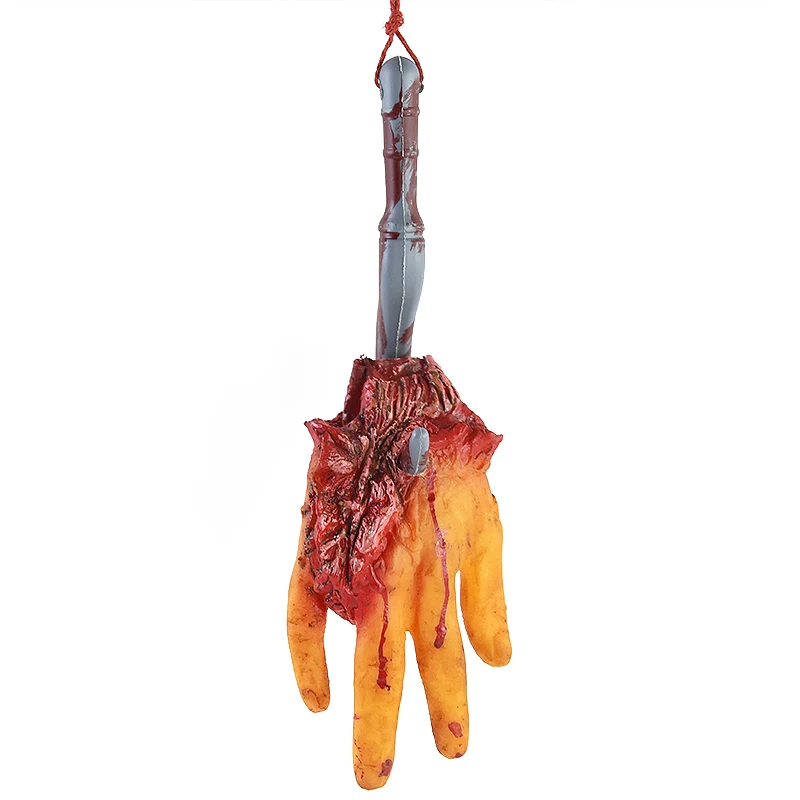 1set Halloween Bloody Foot Hands Fake Scary Severed Broken Body Parts With Hook For Halloween Party Hanging Decoration Props