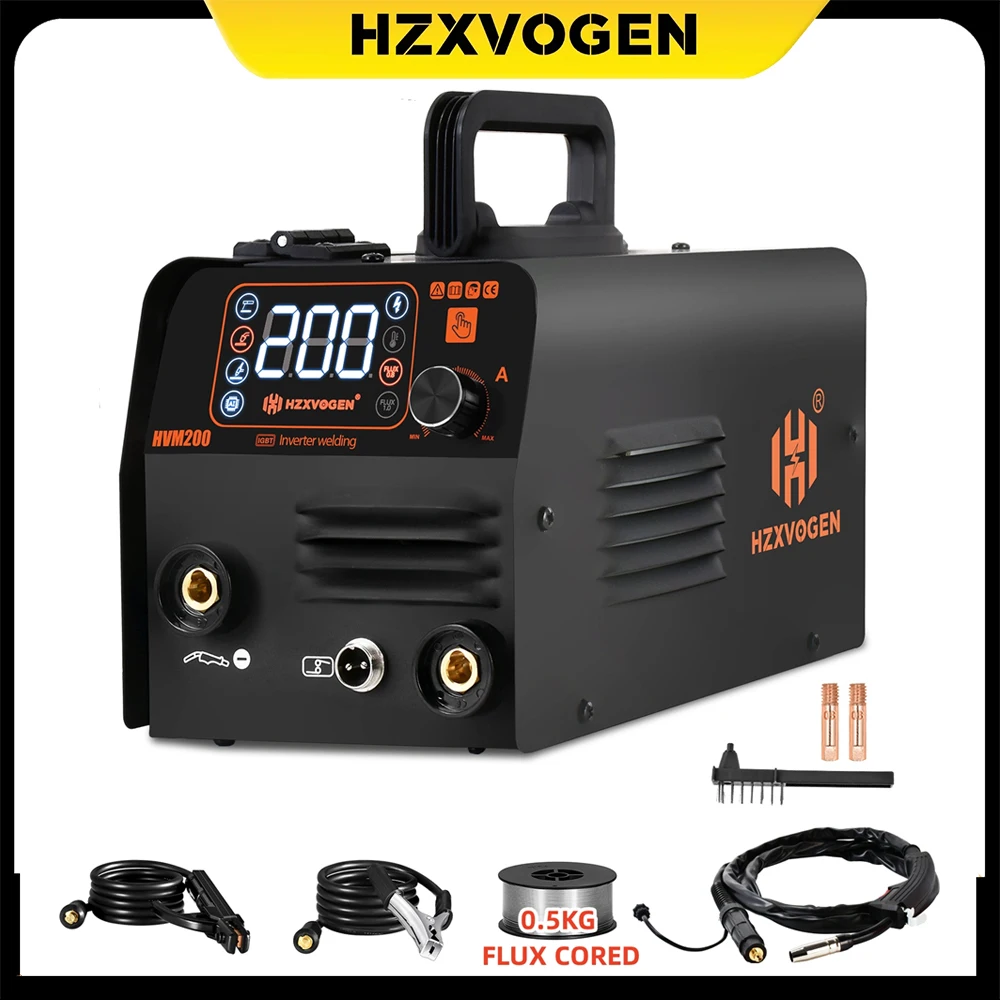 HZXVOGEN MIG-200A 3 in 1 MIG Semi-automatic Welding Machine MMA/Gasless MIG/LIFT TIG IGBT Inverter Welder