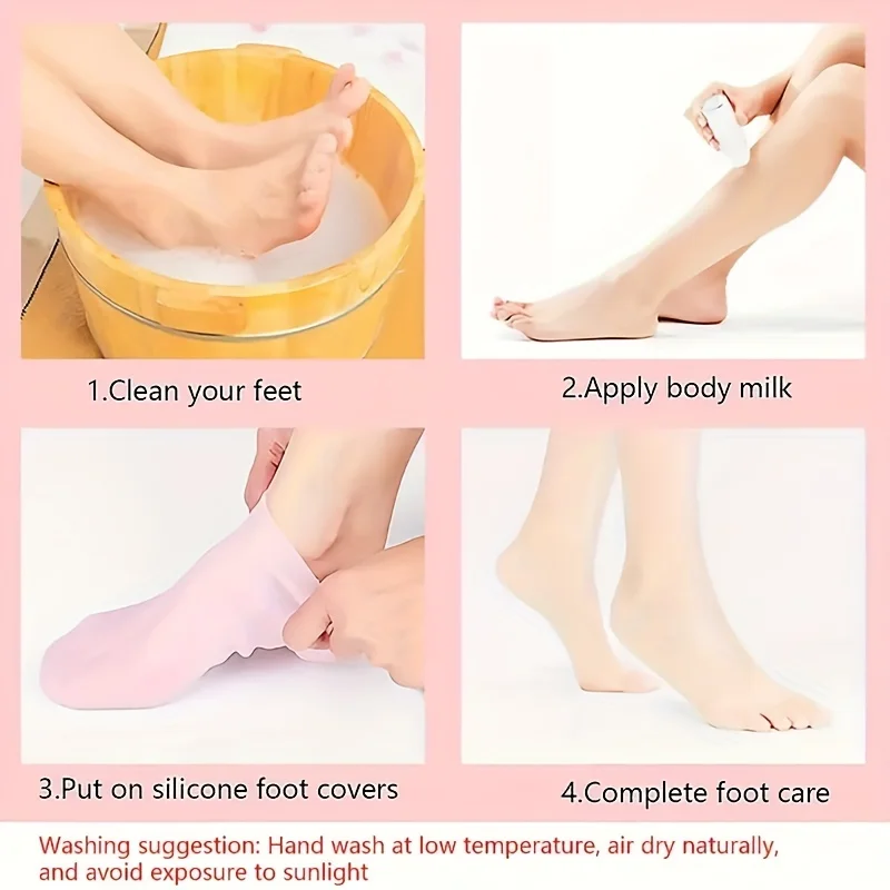Silicone Gel Moisturizing Socks for Dry, Cracked Feet - Softening & Healing Foot Care, Waterproof Protective Covers 5