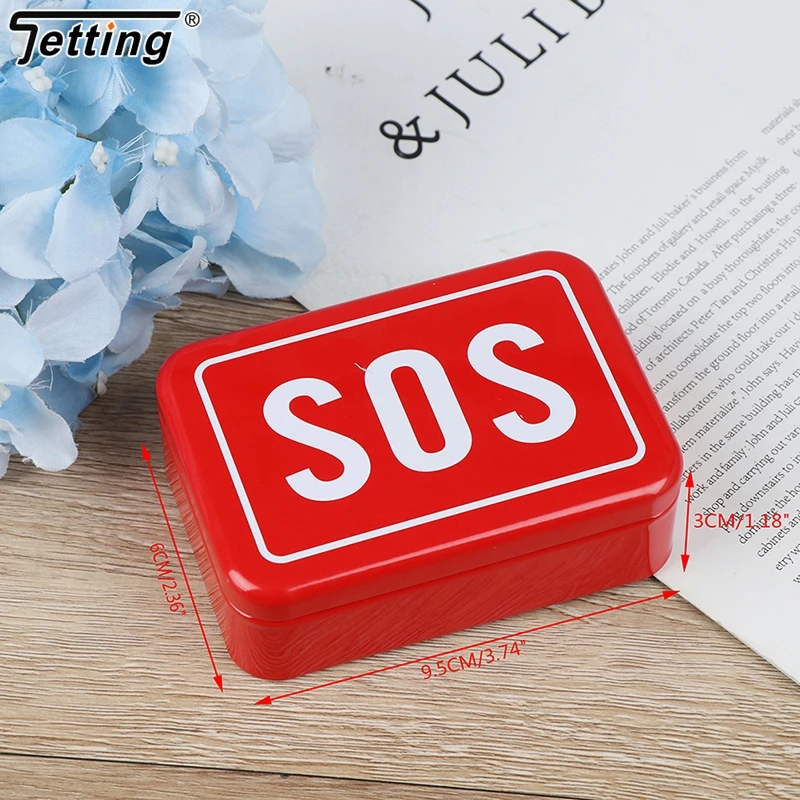 Rosso SOS Scatola Latta Con Coperchio | Contenitore Stile Kit Sopravvivenza Per Farmaci O Attrezzi