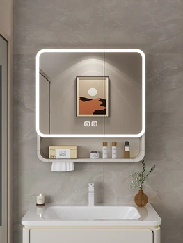 ตู้กระจกห้องน้ำอะลูมิเนียมอัลลอยด์ กระจกแต่งหน้าอัจฉริยะพร้อมไฟ ป้องกันฝ้า ติดผนัง ตู้เก็บของพร้อมกระจก 1