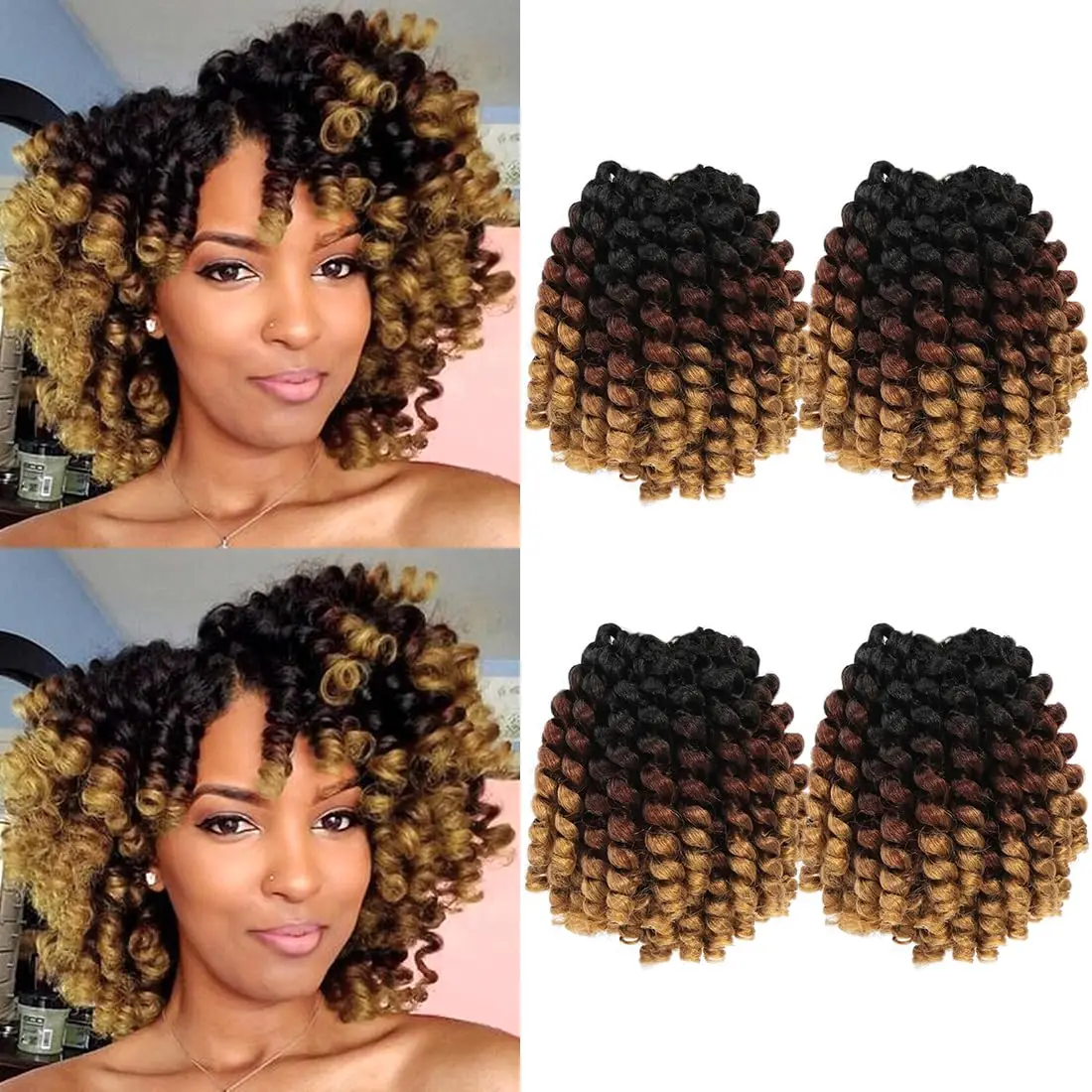 18Strands Jamaican Bounce Crochet Hair 4Packs Can Full Head For Black Women Jumpy Wand Curls Short Pre Looped Curly Crochet Hair