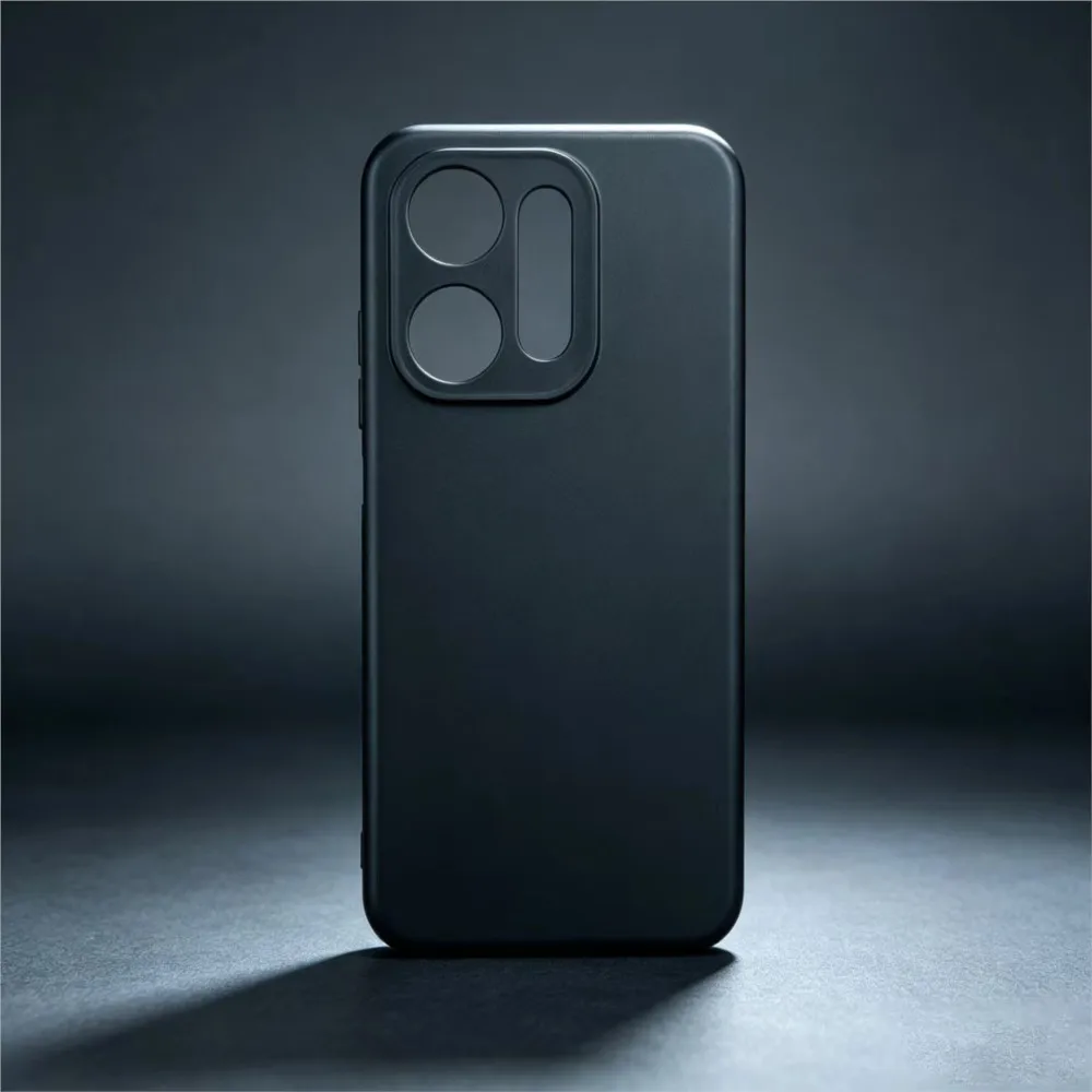 Square Matte Silicone Soft Phone Case - Black Anti-Drop Cover