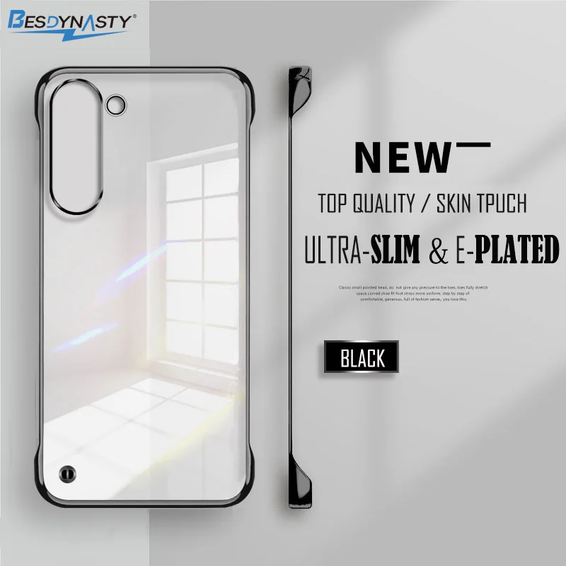 Luxury Plating Frameless Ultra Thin Transparent Case with Hard Lens Protection Cover