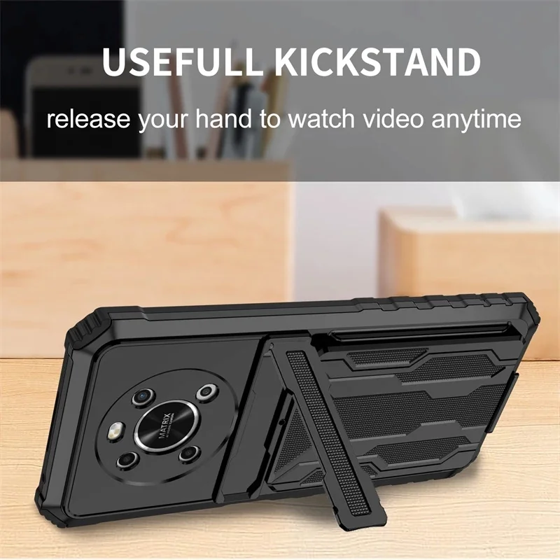Shockproof Armor Phone Case with Kickstand and Card Slot Bracket - Enhanced Protection Back Cover