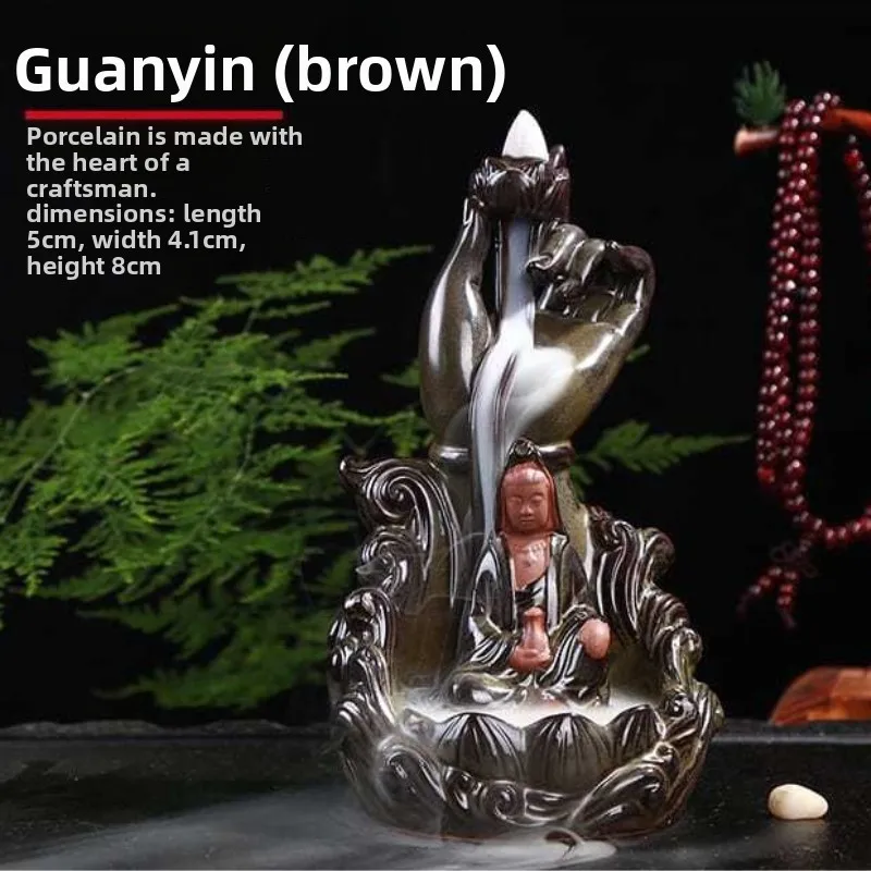 Large Ceramic Backflow Incense Burner with Lotus Hand Design for Home Decor Meditation Zen Atmosphere and Yoga Gift