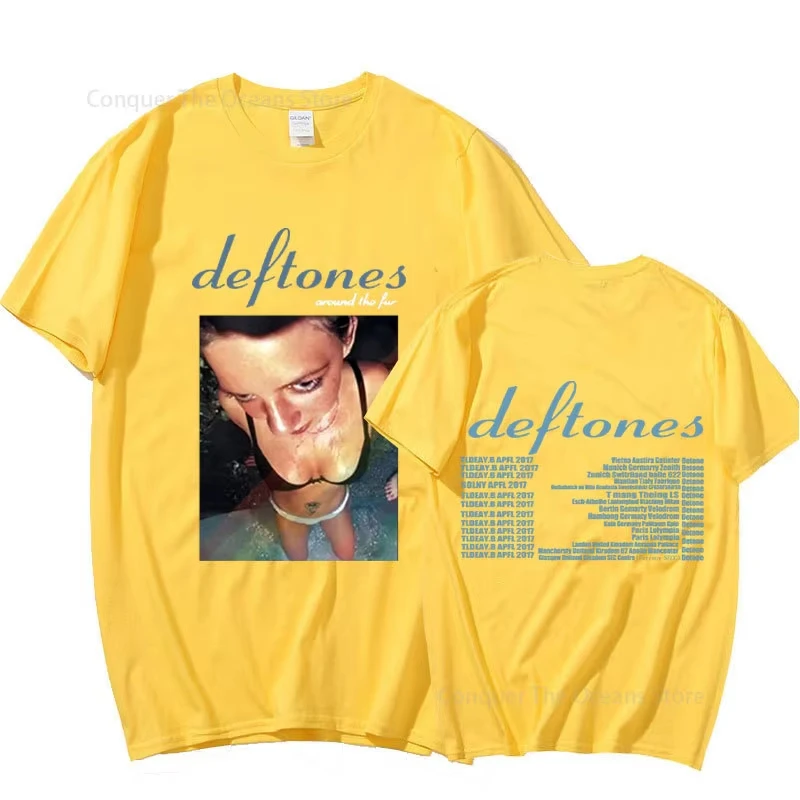 New Deftones Around The Fur Tour Band Concert Print Men's T Shirt and Women Punk Vintage Oversize Tees Summer Cotton Tops