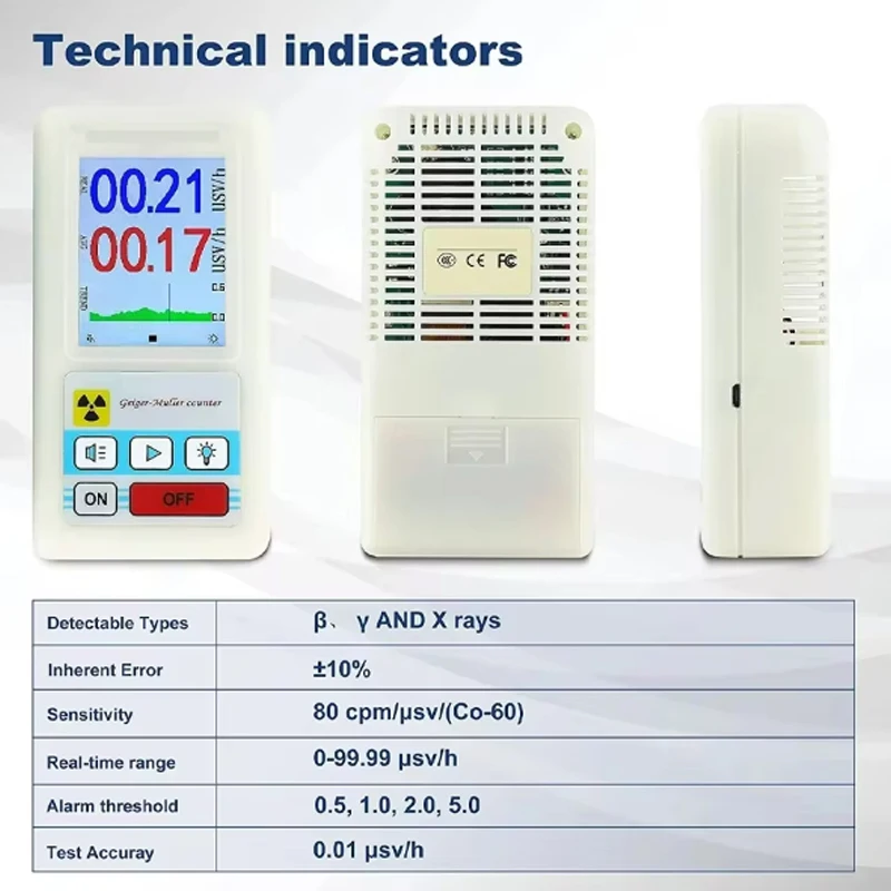 BR-6 Geiger Counter Nuclear Radiation Detector Personal Dosimeter X-ray Beta Gamma Detector LCD Radioactive Tester Marble Tool