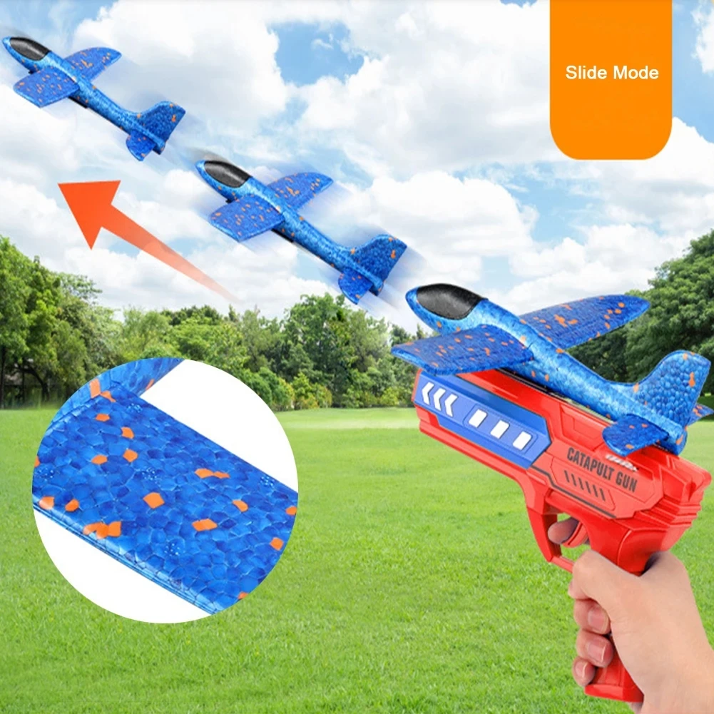 Aircraft Toys Airplane Launcher Toys Kids Catapult Guns Aircraft Shooting Toy Outdoor Sports Flying Foam Plane Launcher Gifts for Boys Girls