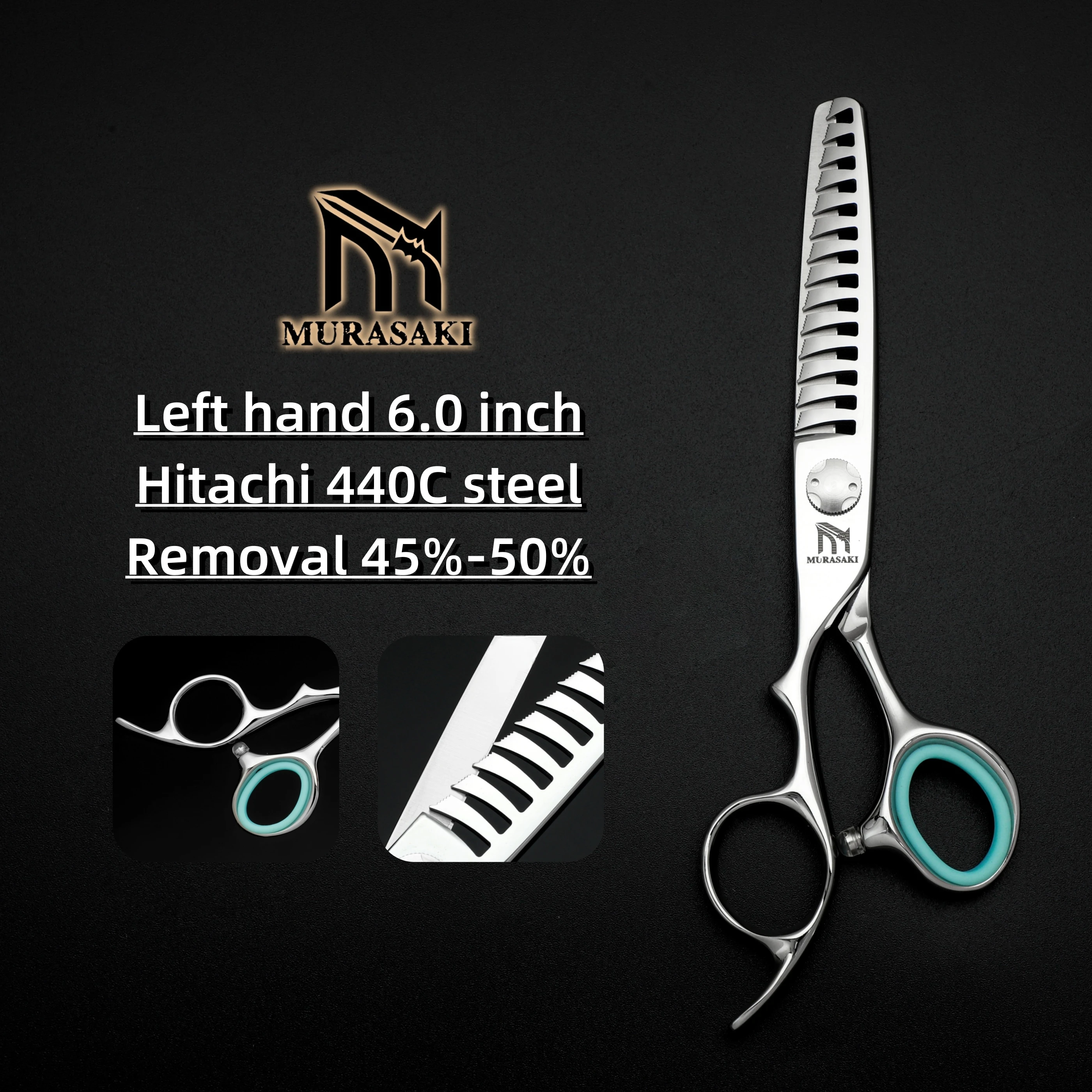 전문가용 왼손 틸팅 가위, 일본산 강철 6.0인치 헤어 커팅 가위, 면도기 날카롭고 인체공학적 텍스처링용