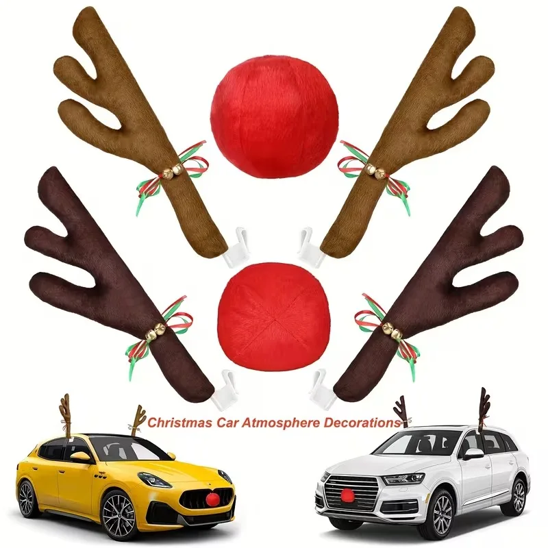 Christmas Car Decoration Set Reindeer Antler Kit