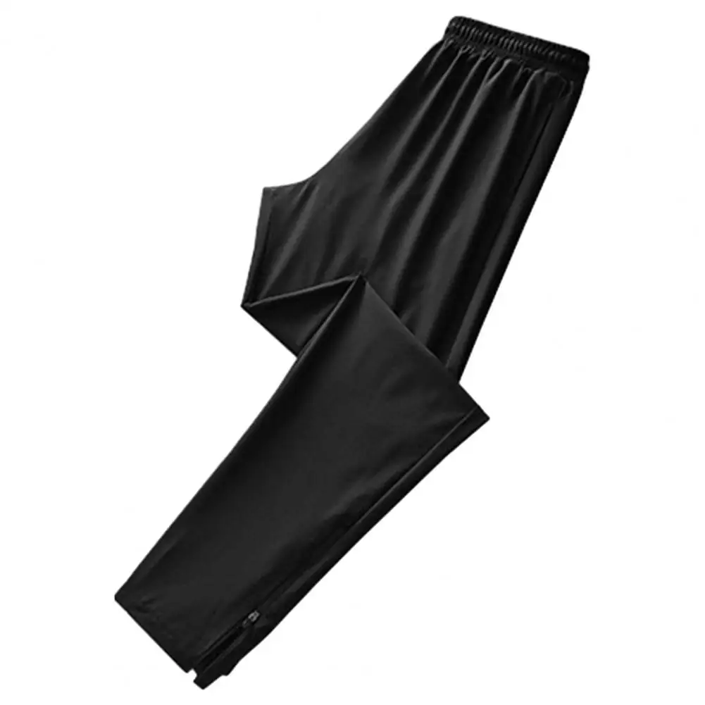 

Ice Silk Trousers Elastic Waist Pants Breathable Men's Sports Pants Quick-dry Ice Silk Fabric with Elastic Waist for Jogging