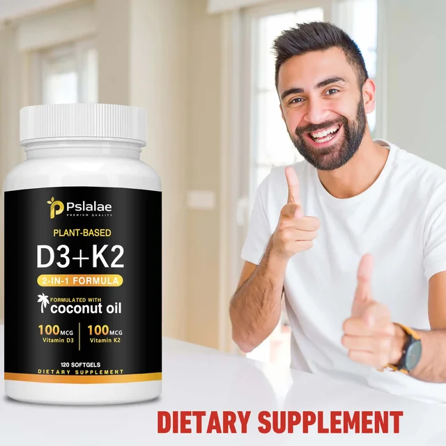 Vitamin K2+D3 - Supports Calcium, Bone and Immune Health - with Natural Organic Coconut Oil - 120 Capsules 6