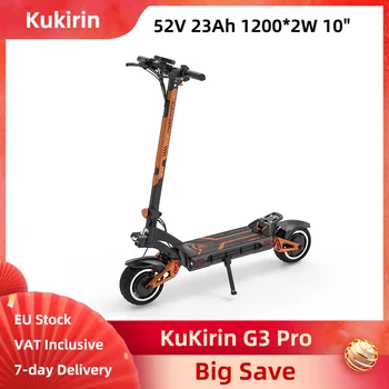 Scooter elettrico KuKirin G3 Pro 52V 23Ah 1196Wh Batteria 1200W * 2 Doppio motore Pneumatici pneumatici fuoristrada da 10 pollici
