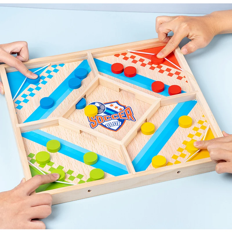 Wooden Multiplayer Bouncing Chess Children's Tabletop Games Parent-Child Interaction Multifunctional Flight Chess Toys 6