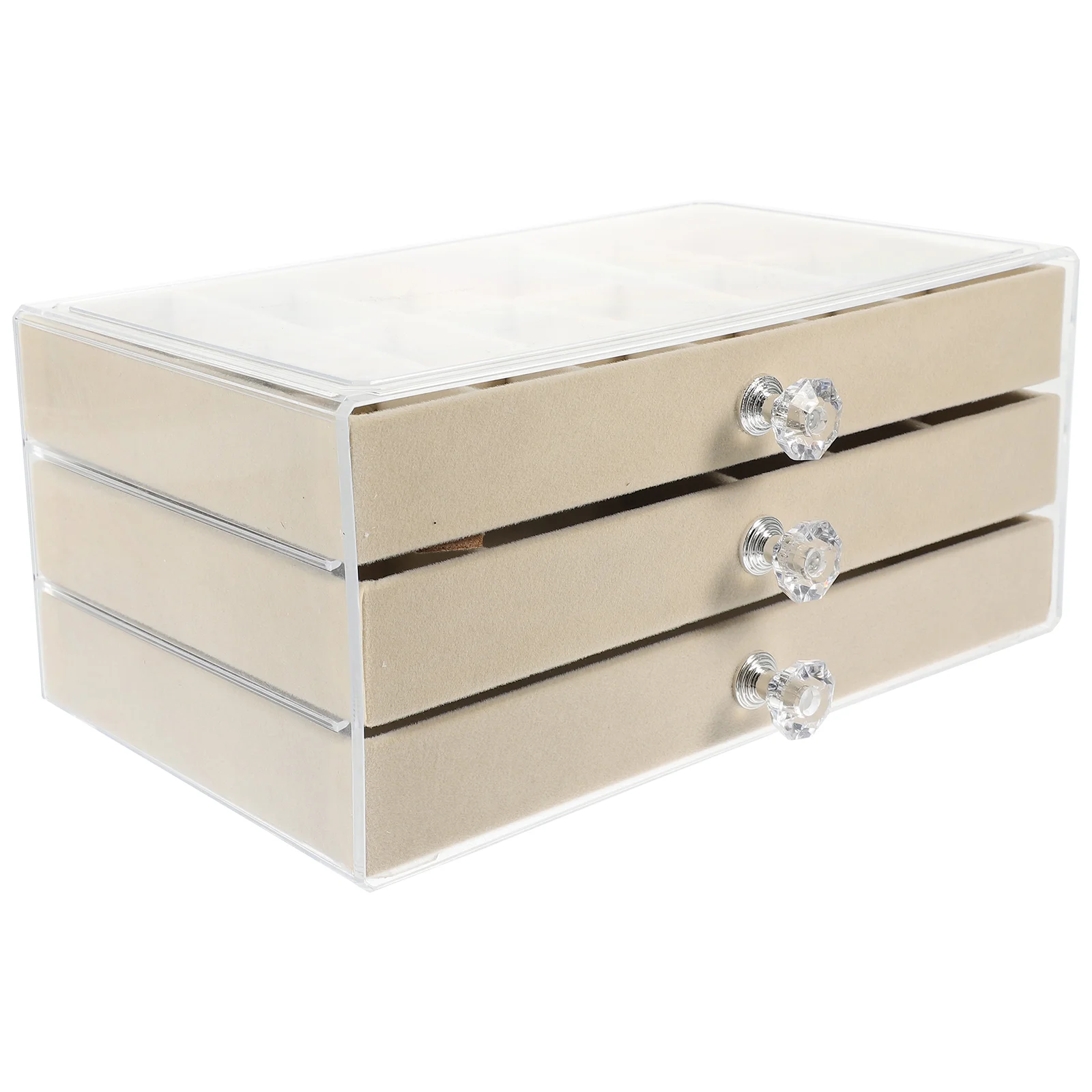

Drawer Jewelry Box Girls' Large Organizers and Storage Holder Multifunctional Case Flannel Portable Miss Container