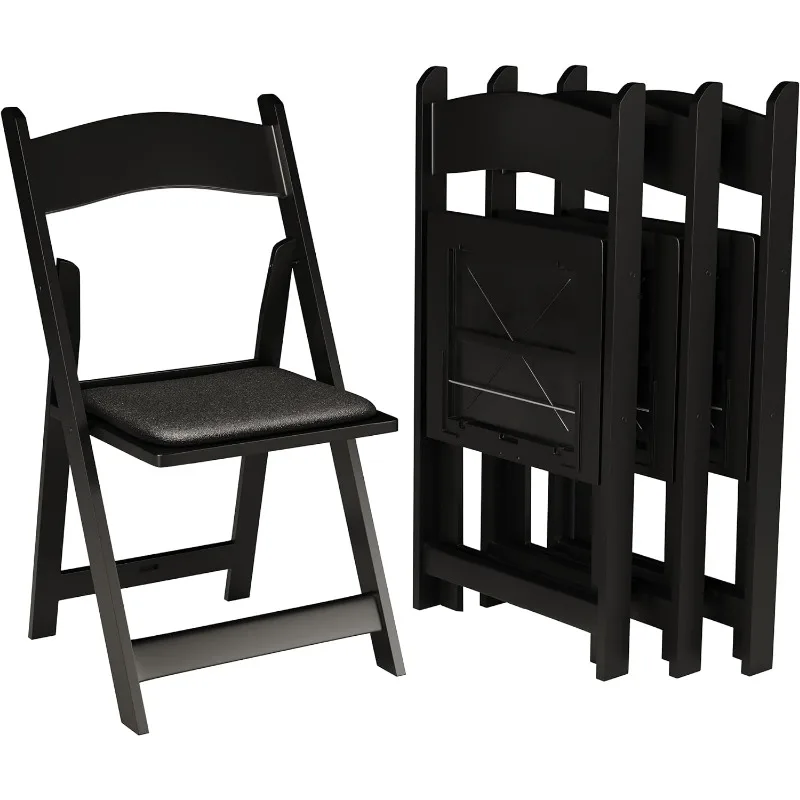 4 White Resin Stackable Folding Chairs-Folding Chairs with Padded Seats-Indoor/Outdoor for Events -(4 Pack)