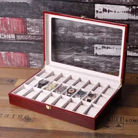 24 Slot Wooden Watch Organizer Case Display Box Glass Top Jewelry Storage Box With Lock Room Display Storage Organizer 1