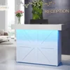 Reception Desk with Light, 55-Inch Front Desk with Cable Grommets, Modern Retail Counter Table for Salon, Lobby, Shop 6