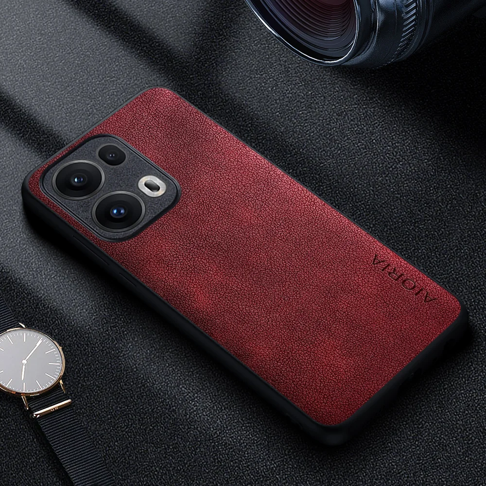 Premium Luxury Leather Phone Case - Retro Business Style Solid Color Cover