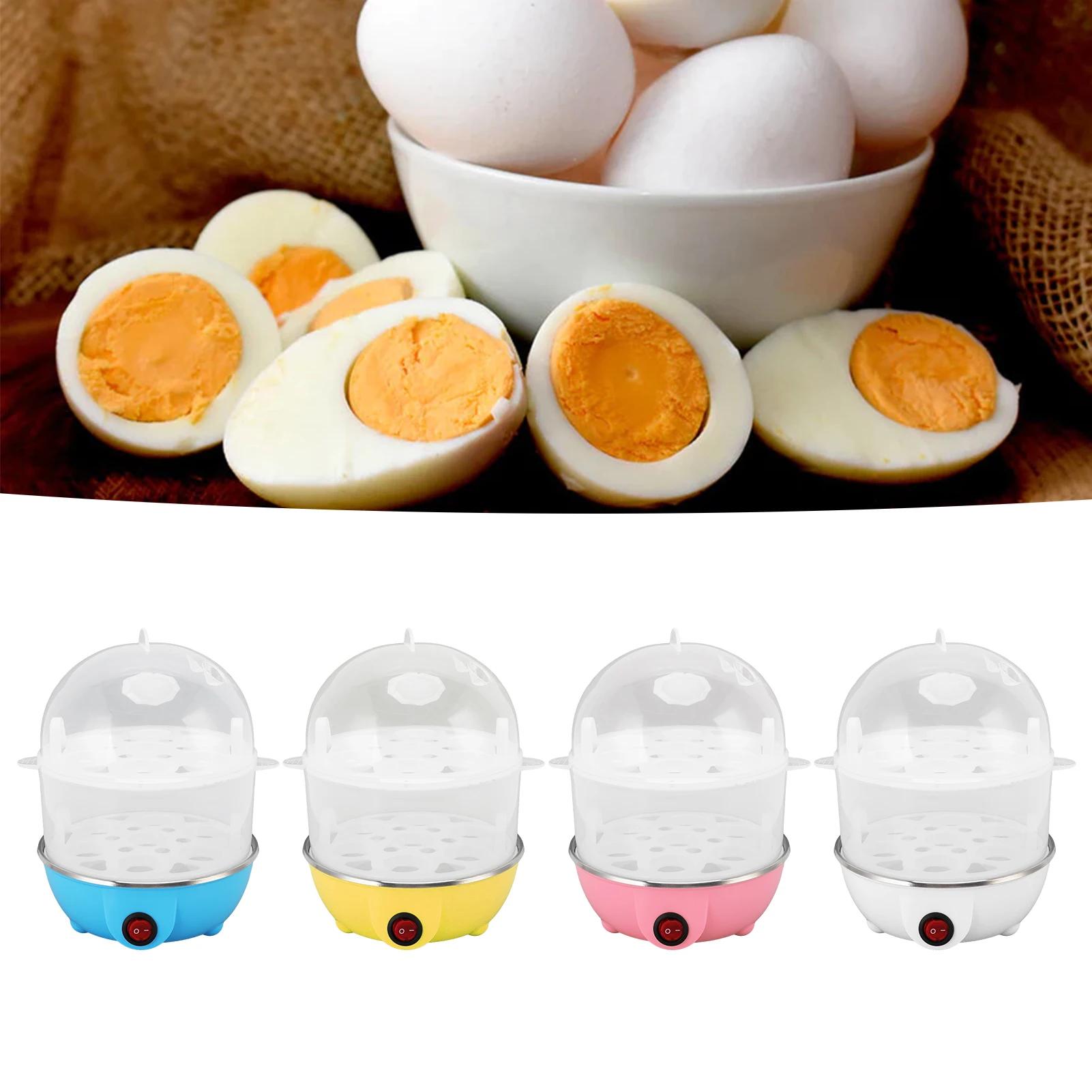 Electric Egg Boiler 14pcs Eggs Double Layer Automatic Mini Steamer Poacher Kitchen Cooking Tool Egg Steamer Breakfast Maker 6