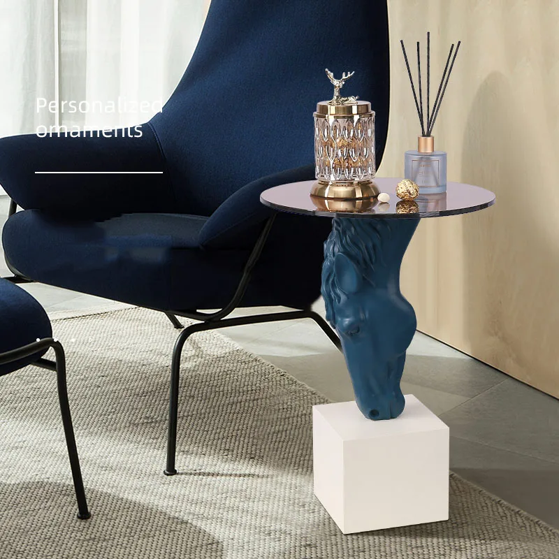 Creative Home Furnishing Hotel Living Room Floor Decorations Drinking Water Horse Head Statue Storage Small Table Ornament 3