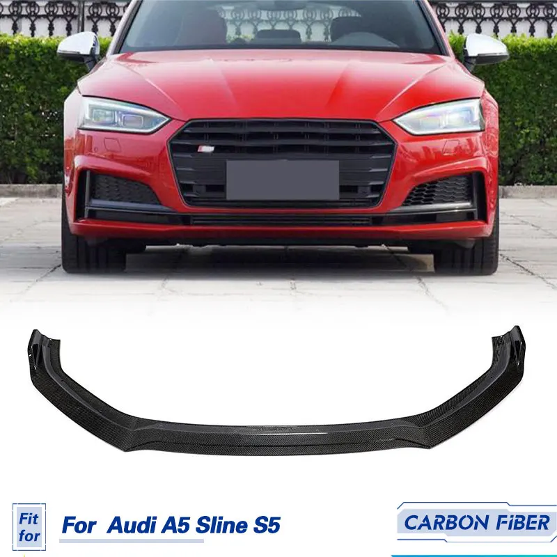 

Car Front Bumper Lip Spoiler Carbon Fiber For Audi A5 Sline S5 2017-2019 Racing Front Lip Chin Apron Guard Splitters Body Kit