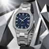 CURREN Square Casual Men's Watches Quartz Clock Stainless Steel Bracelet Simple Business Wristwatch with Luminous Hands