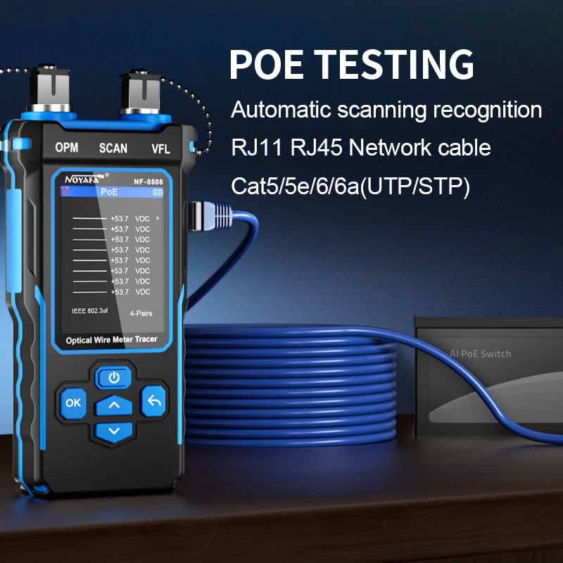 Noyafa NF-8508 Network Cable Tester with OPM VFL PoE Digital LCD Display Cable Tracker RJ11 RJ45 Line Finder Network Tools network cable tester