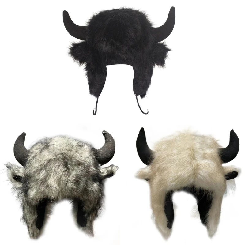 

Cute and Warm Cotton Leifeng Hat with Furry Decoration Perfect for Outdoor Activities Adults Women Men Ear Cotton Hat