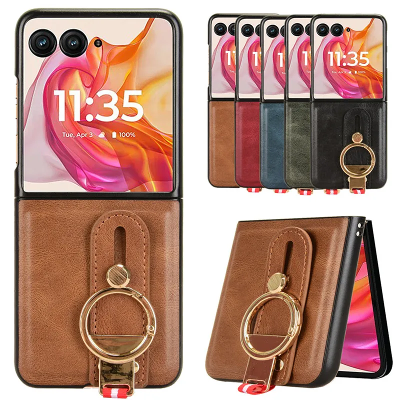 Elegant Leather Wristband Stand Case with Ring Opener – Premium Cover Coque s Capa