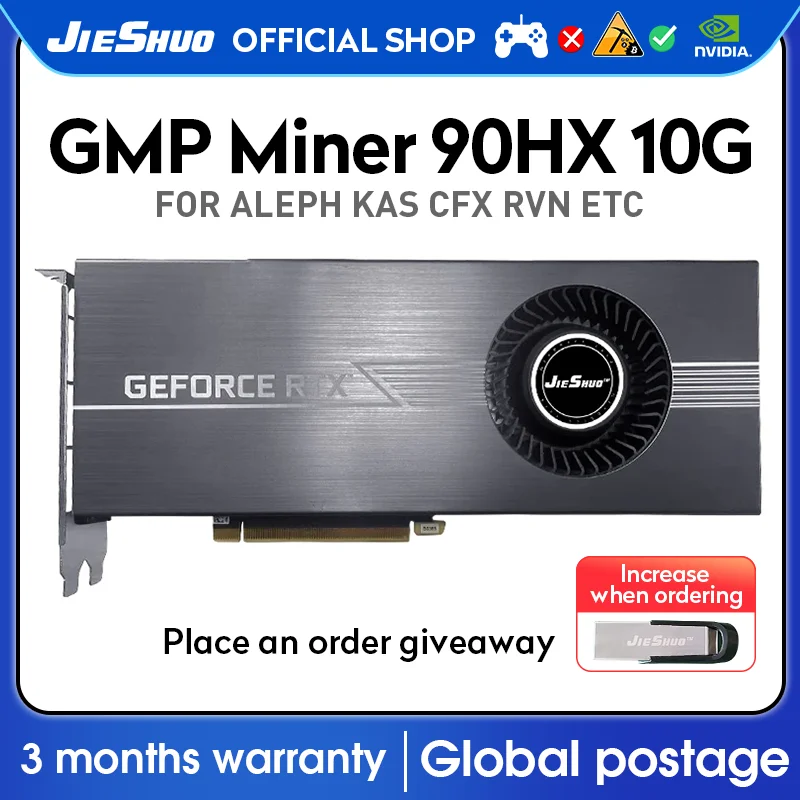 JIESHUO CMP 90h x 10 Гб профессиональная графическая карта для майнинга cmp 90hx rvn aleo gpu для eth и т. д. btc графические карты для майнинга gpu KAS CFX