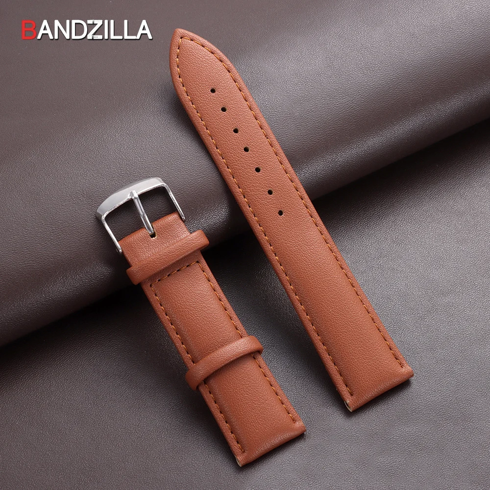 Elegant Universal PU Leather Watch Strap with Pin Buckle – Comfortable Wristwatch Replacement Band
