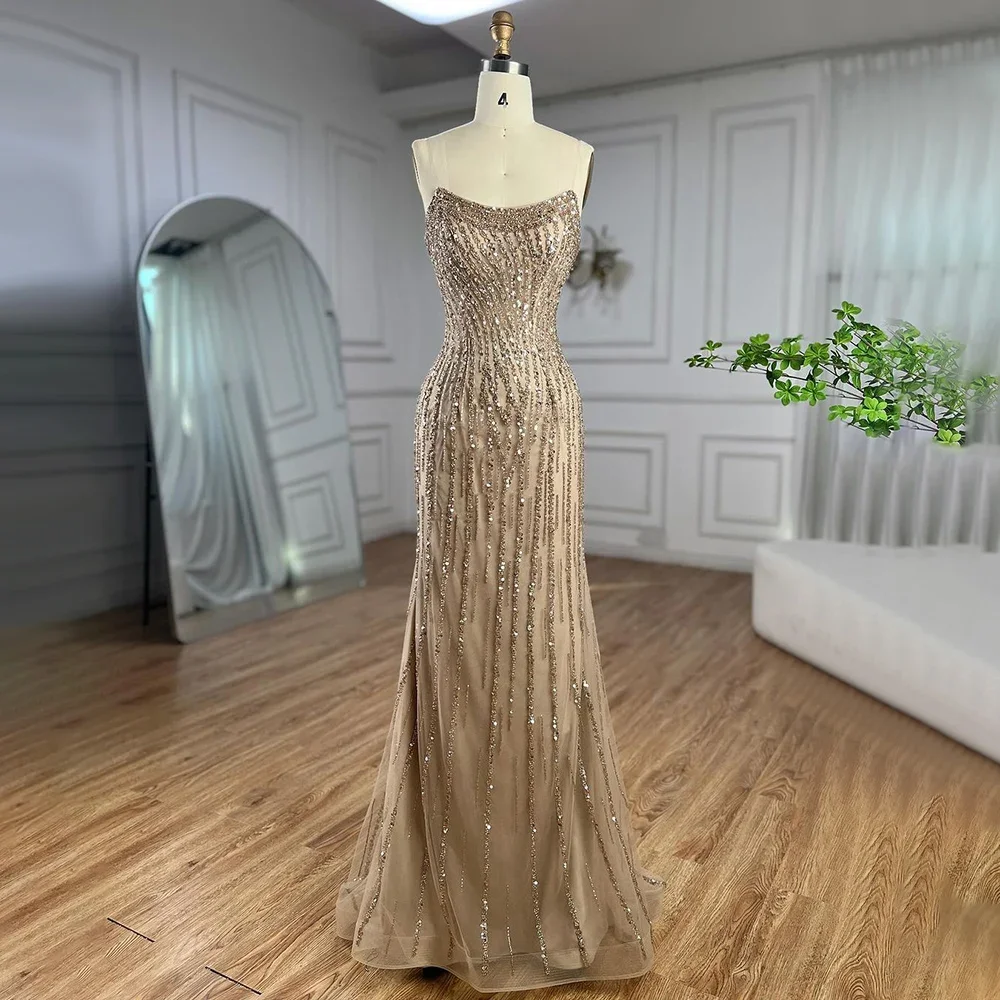green emerald velvet dress Luxury Pearls Beads Dubai Evening Dresses with Cape Sleeve 8 / ฺฺPink Nude main image 0