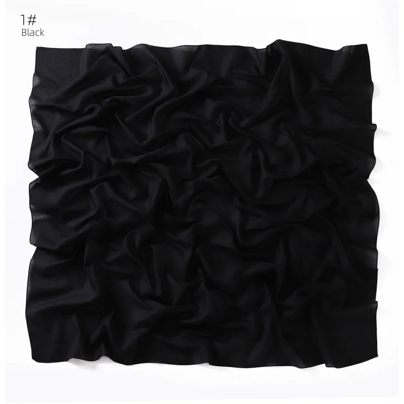 High Quality Encryption Voile Headcloth Malaysia Basic Pure Color Cotton Square Scarf One Piece