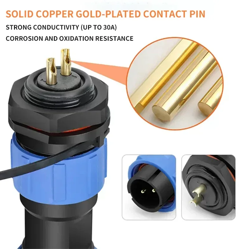 SP13 SP16 SP17 SP20 SP21 2PIN-12PIN Panel Mount Waterproof Aviation Connectors Plug Socket IP68 Electrical Cable Wire Connector