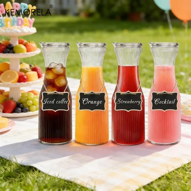 Ribbed Glass Carafe Set 2
