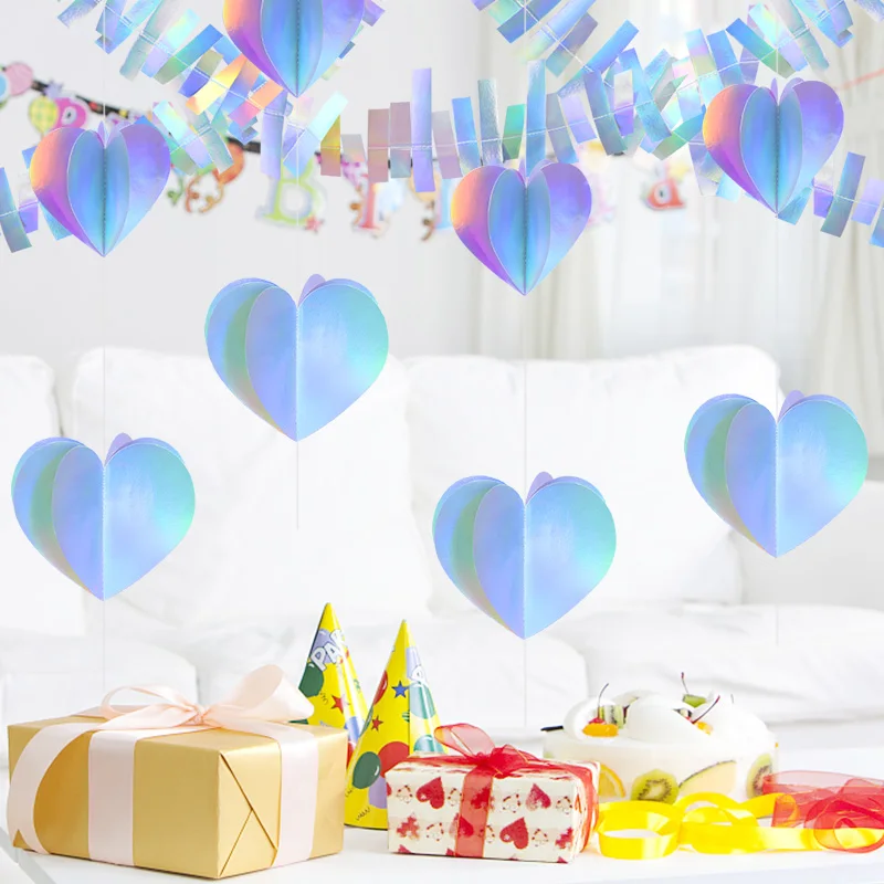 

Laser Paper Love Round Garland Banner Birthday Party Decoration Baby Shower Wedding Glitter Hanging Decor Supplies