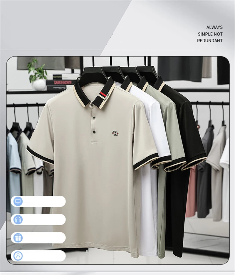 2025 New Trend Men's Polo Shirt Summer Short Sleeve Fashion Clothing Stripped Collar Polos T-shirt Solid Casual Tops 16 Sce85c61ff150495fab1d634578155388I