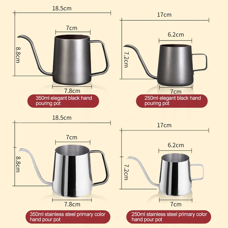304 Stainless Steel Coffee Pot Long Narrow Spout Drip Kettle Manual Pour Over Coffee Maker Tea Pot 250ml/350ml/600ml with Lid coffee pot coffee kettle pour over coffee maker coffee maker