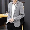 Party Linen Gray Men's Suit Jackets Single Breasted Coat Male Blazer Summer New in Simple Clothing Fashion 2024 Casual Classic 1
