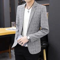 Party Linen Gray Men's Suit Jackets Single Breasted Coat Male Blazer Summer New in Simple Clothing Fashion 2024 Casual Classic 1